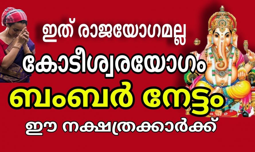 ഈ പറയാൻ പോകുന്ന നാളുകാർക്ക് രാജയോഗമല്ല കോടീശ്വരയോഗമാണ് ഉണ്ടാകാൻ പോകുന്നത്. തീർച്ചയായും ഇവർ അറിഞ്ഞിരിക്കേണ്ട ചില കാര്യങ്ങളും