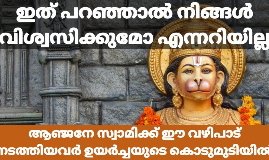 നിങ്ങൾക്ക് ഏതെങ്കിലും ഒരു കാര്യം സാധിക്കണം എന്നുണ്ടെങ്കിൽ ആഞ്ജനേയ സ്വാമിക്ക് ഒറ്റ വഴിപാട് ചെയ്തു നോക്കൂ തീർച്ചയായും ഫലം ഉറപ്പ്