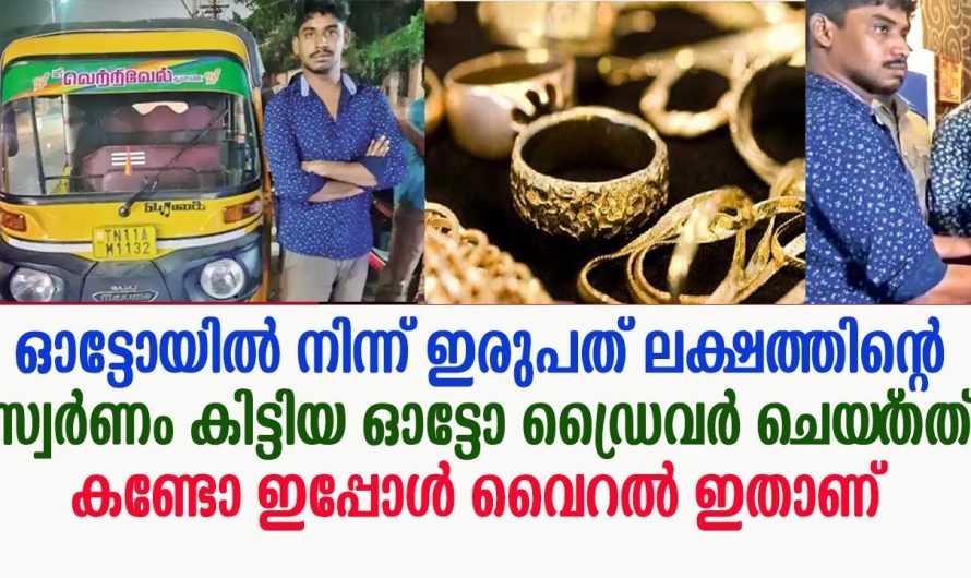 20 ലക്ഷം രൂപയുടെ സ്വർണം കിട്ടിയ ഓട്ടോ ഡ്രൈവർ അതുമായി ചെയ്തത് കണ്ടോ