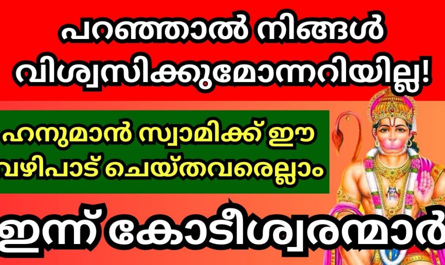 ജീവിതത്തിലെ സർവ്വ ഐശ്വര്യങ്ങളും വന്നുചേരണോ  എന്നാൽ ഹനുമാൻ സ്വാമിയോട് ഈ പറഞ്ഞതുപോലെ പ്രാർത്ഥിക്കൂ