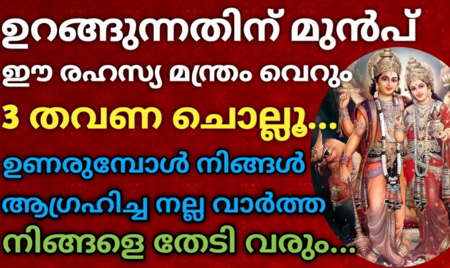 കിടക്കുന്നതിനു മുൻപ് ഈ മന്ത്രം ചൊല്ലിക്കിടന്നാൽ രാവിലെ ശുഭവാർത്ത കേൾക്കും. ഭാഗ്യം നിങ്ങളെ തേടി വരും.