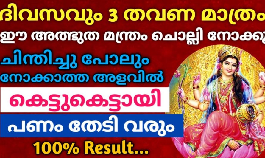 ധനം വന്നുചേരാൻ ദിവസവും മൂന്നു തവണ ഈ അത്ഭുത മന്ത്രം ചൊല്ലി നോക്കൂ. സാമ്പത്തിക വളർച്ച നിങ്ങളെ അത്ഭുതപ്പെടുത്തും.