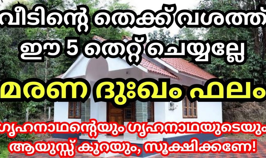 വീടിന്റെ ഈ ദിക്കിൽ ഒരിക്കലും ഈ തെറ്റുകൾ ചെയ്യരുത്. ഉറപ്പായും ഗൃഹനാഥന്റെ മരണത്തിന് കാരണമാകും.