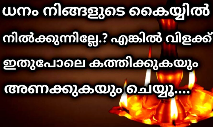 എത്ര പരിശ്രമിച്ചിട്ടും ധനം കയ്യിൽ ഇരിക്കുന്നില്ലേ. എങ്കിൽ നിലവിളക്ക് കത്തിച്ചുവെച്ച് ഉടനെ ഇതുപോലെ ചെയ്യൂ. ഫലം ഉടനെ ലഭിക്കും.