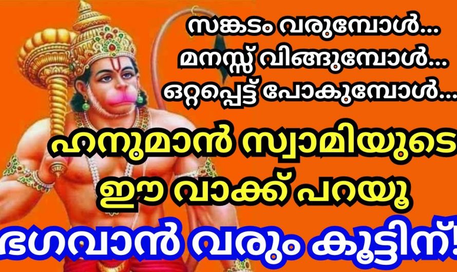 ഹനുമാൻ സ്വാമിയെ ഇതുപോലെ പ്രാർത്ഥിച്ചു നോക്കൂ. ജീവിതത്തിൽ അത്ഭുതങ്ങൾ നടക്കുന്നത് കാണാം.